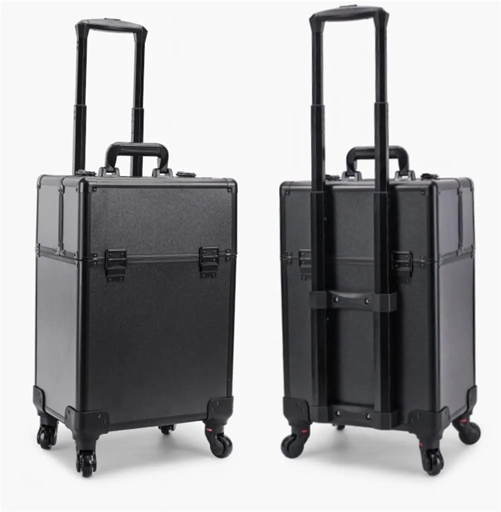 Rolling Nail Box Wheeled Nail Art Storage Box Polish Organizer Rolling Makeup Trolley Cosmetics Suitcase(C)