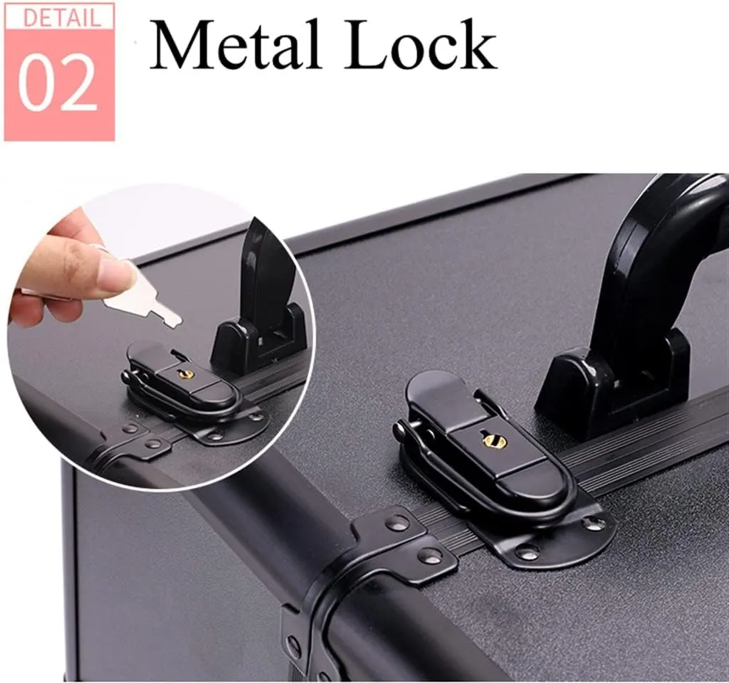 Rolling Nail Box Wheeled Nail Art Storage Box Polish Organizer Rolling Makeup Trolley Cosmetics Suitcase(C)