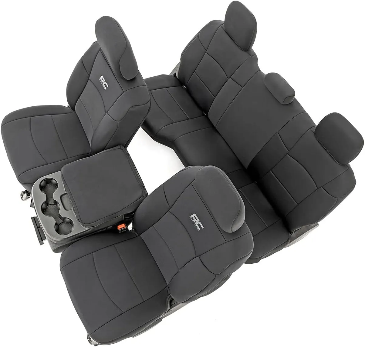 Rough Country Neoprene Seat Covers for Dodge Ram (2019-2024) - UV & Water Resistant Ram Seat Covers, Foam Padded Seat Covers for Trucks Full Set - Front & Rear Seat Covers, Black