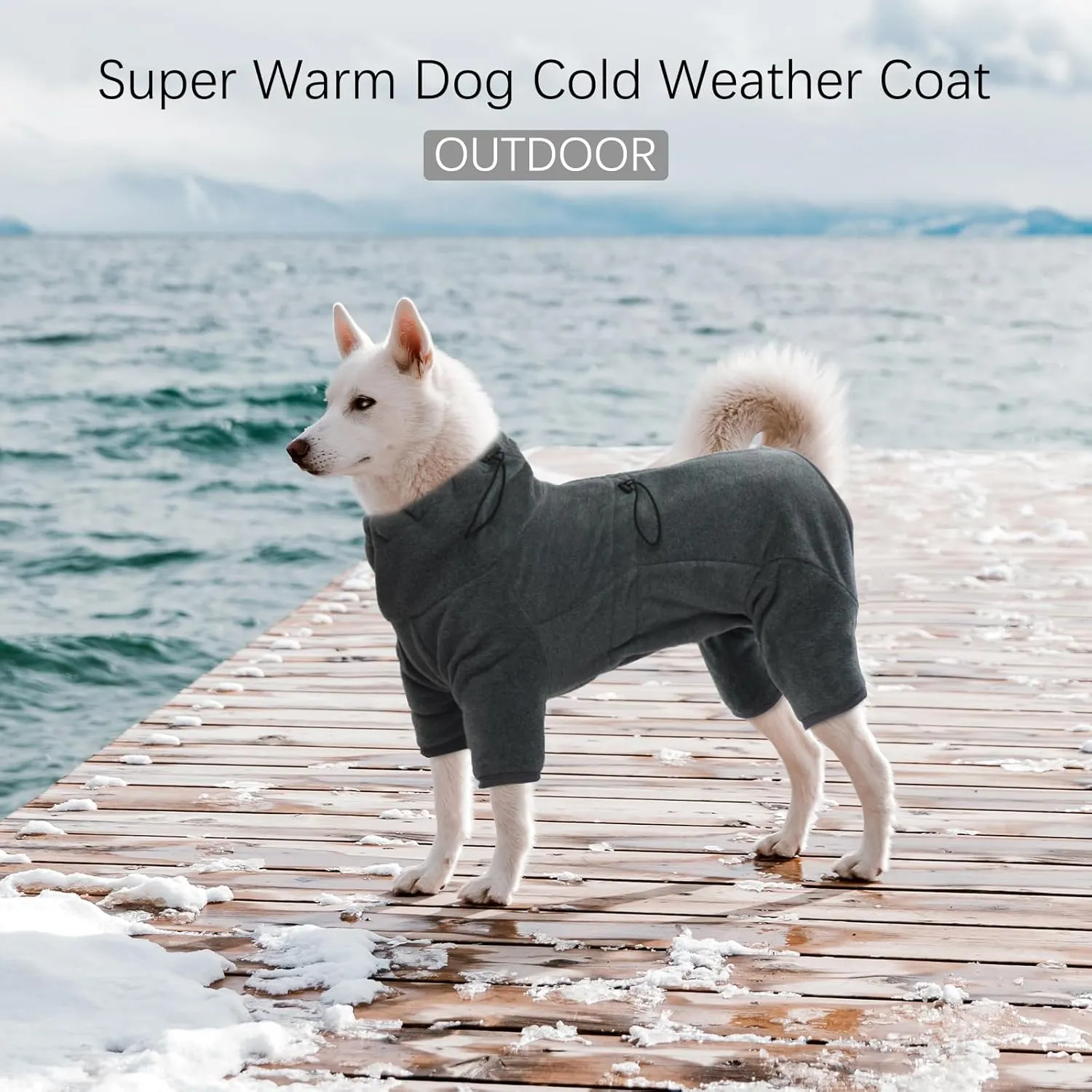 ROZKITCH Dog Winter Coat Soft Fleece Pullover Pajamas, Pet Windproof Warm Cold Weather Jacket Vest Cozy Jumpsuit Apparel Outfit Clothes for Small Medium Large Dog Walking Hiking Sleep Grey XS