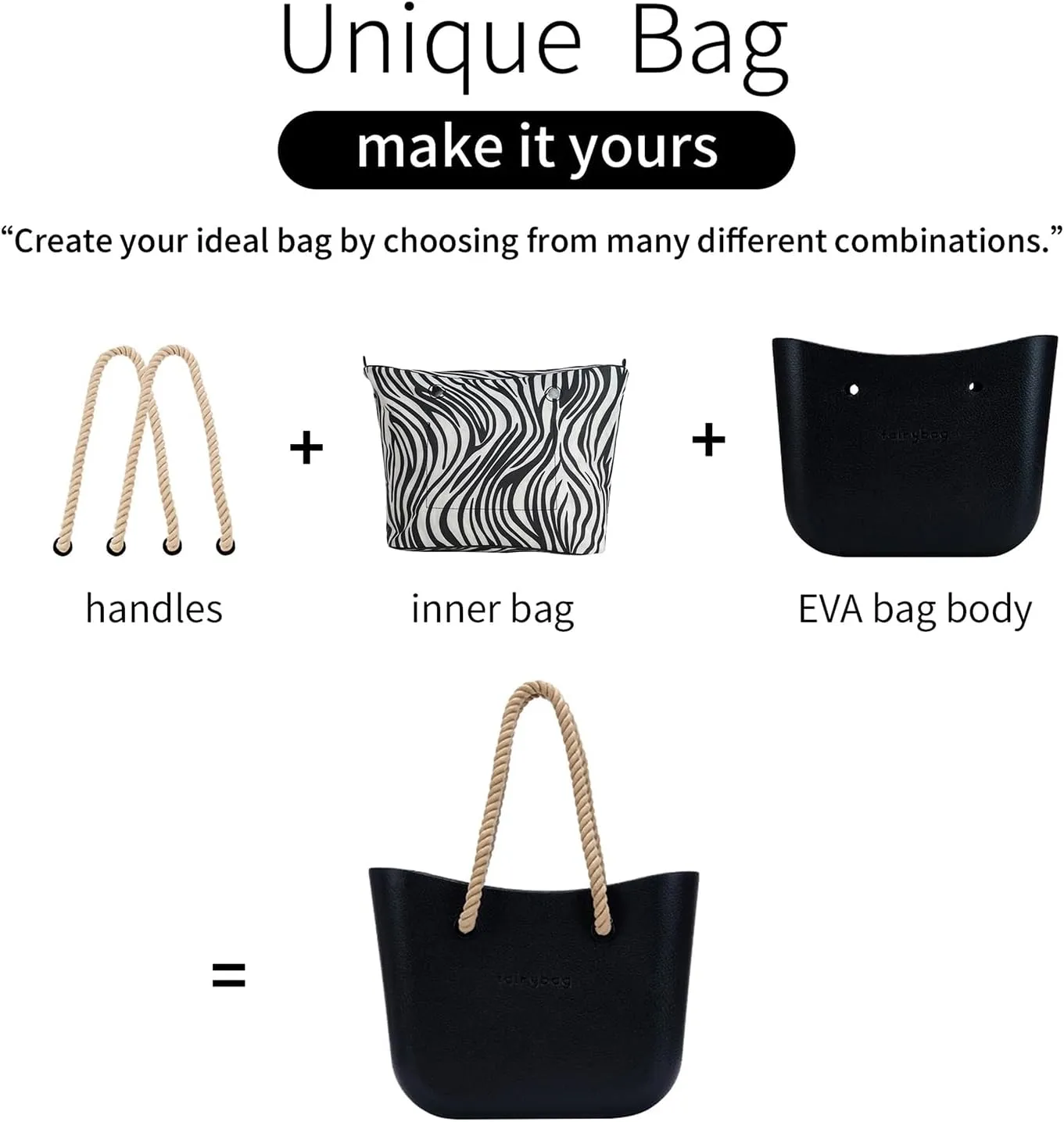 Rubber Tote Handbag with Rope Handles and Faux Leather Strap Lightweight Waterproof Shoulder Bag with EVA Foam Rubber