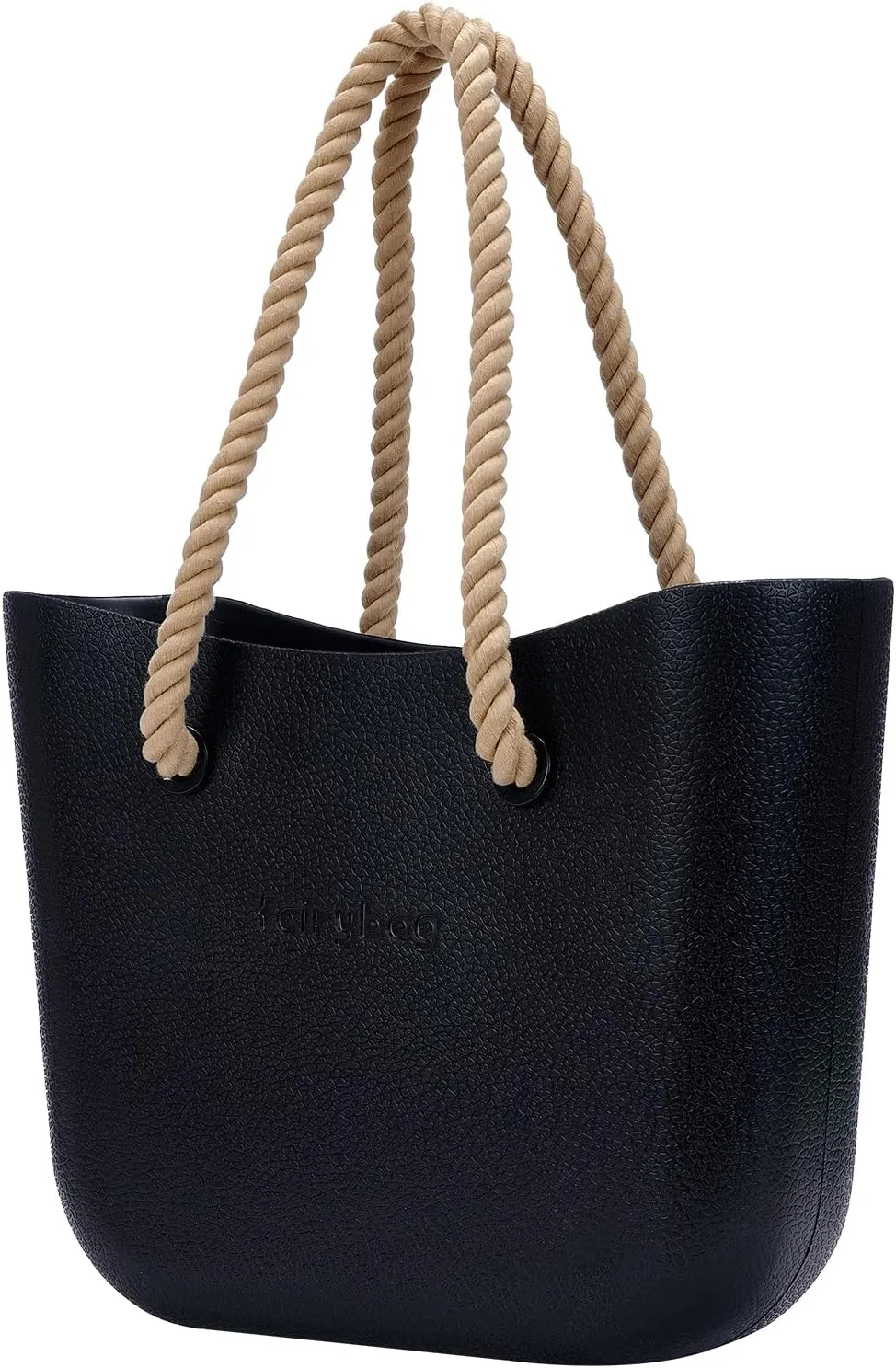 Rubber Tote Handbag with Rope Handles and Faux Leather Strap Lightweight Waterproof Shoulder Bag with EVA Foam Rubber