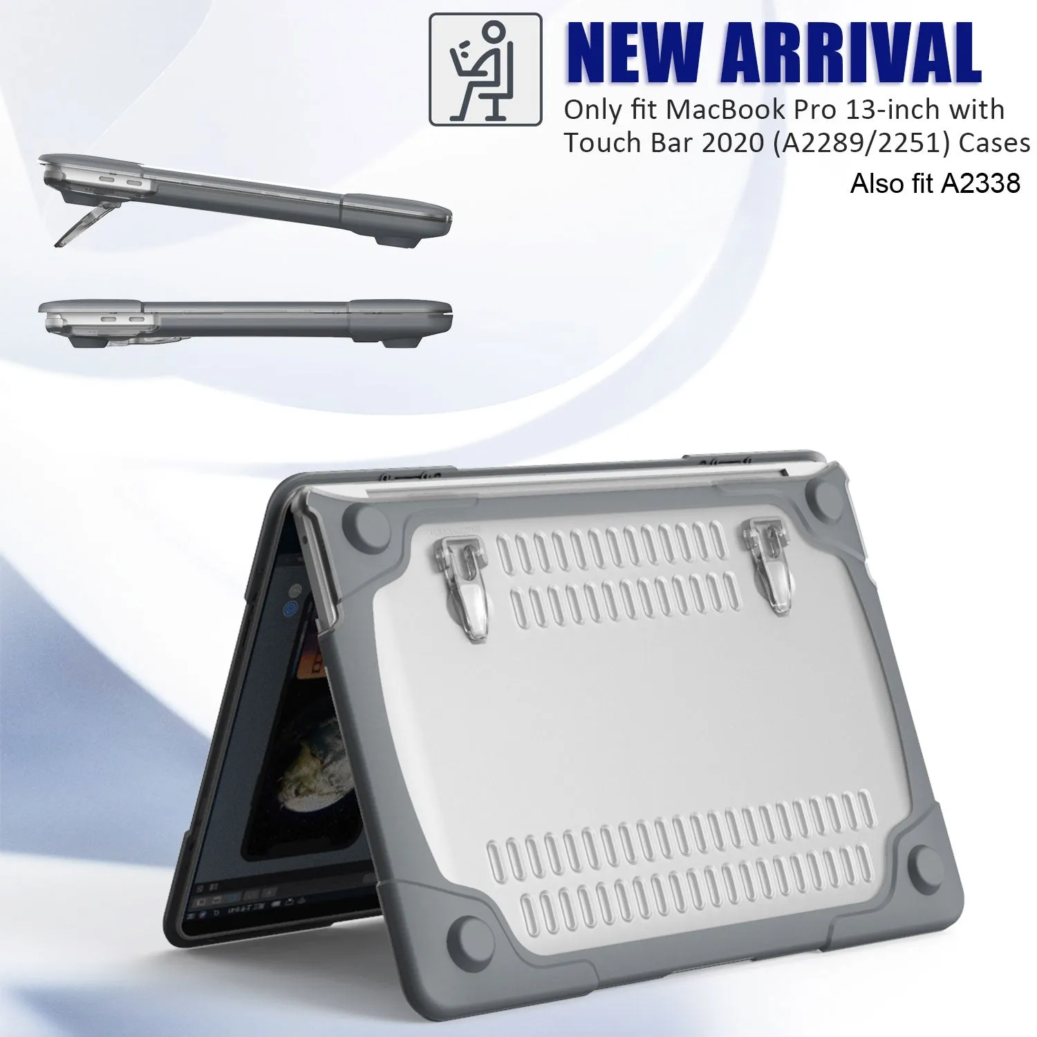 Rugged Protective & Heavy Duty Case Macbook Pro 13 (2020 & 2021) - Clear Grey
