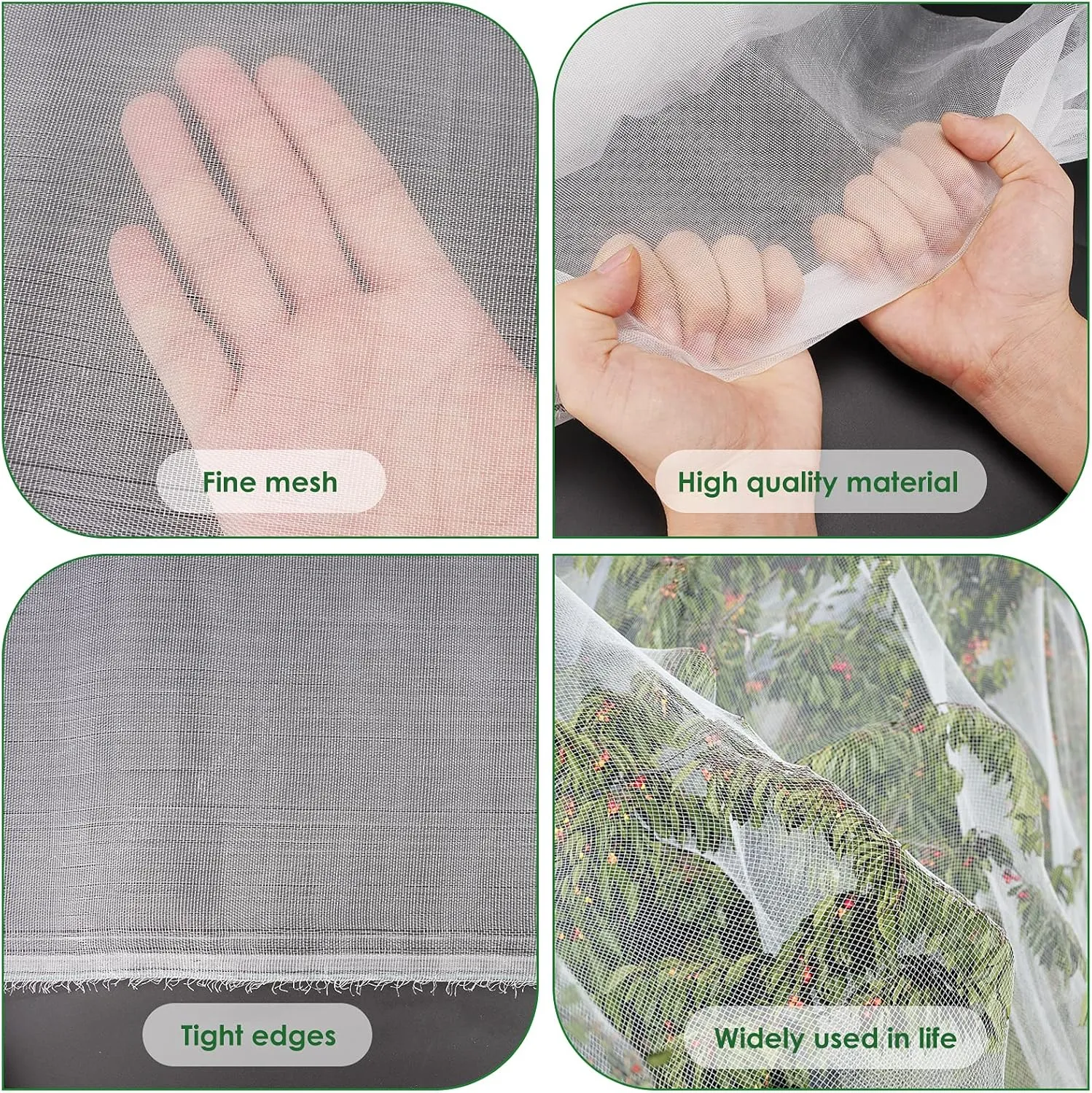 Ruolan Garden Mesh Netting Mosquito Netting,Plant Covers,Row Cover Mesh Netting for Vegetables Fruit Trees and Plants (10X8 FT), White