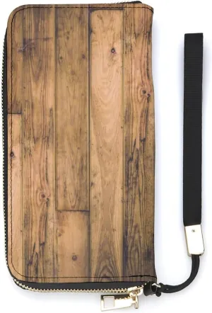 Rustic Barn Wooden Wood Planks Farmhouse Handbag Zipper Travel Wallet Large Capacity