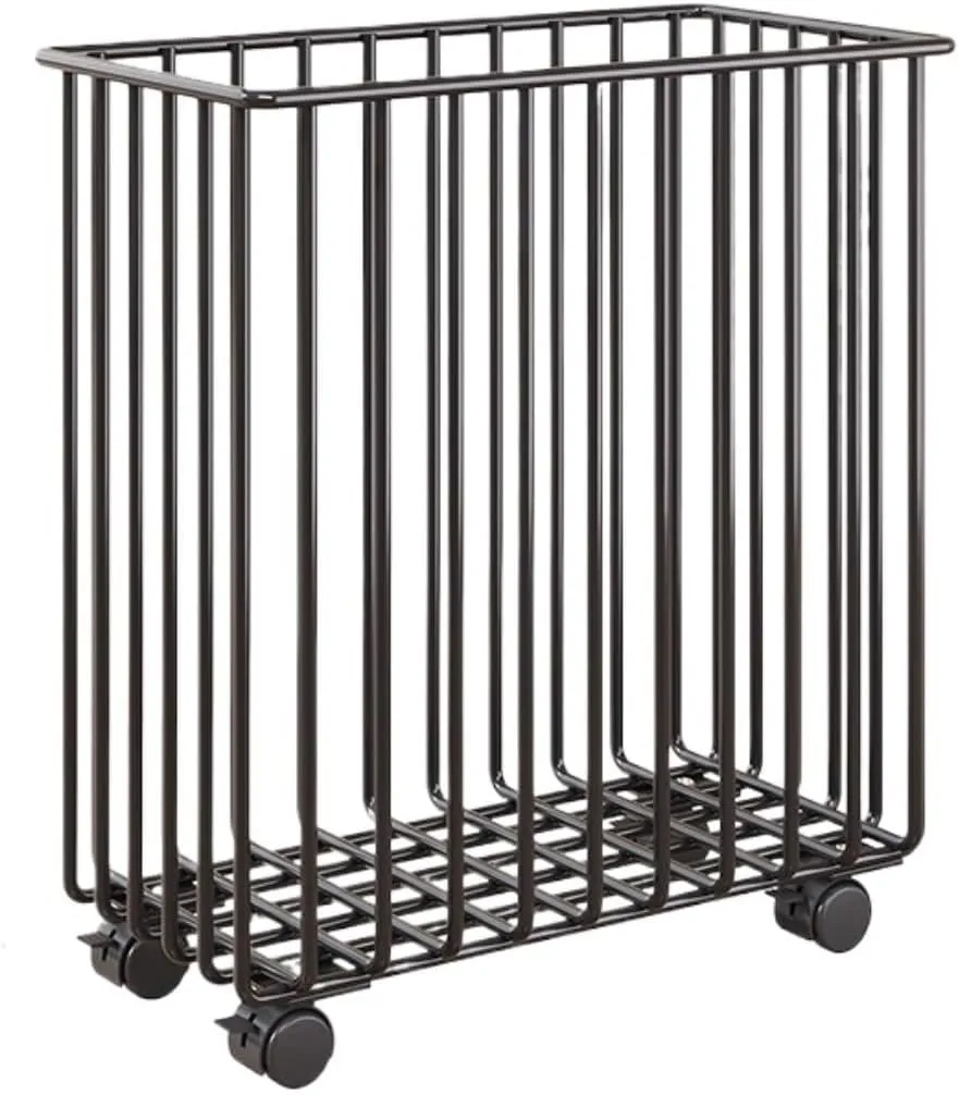 Ruvoo Laundry Basket Clothes Hamper Black Laundry Hamper Metal Laundry Baskets With 4 Wheel, Freestanding Clothes Basket For Bathroom Laundry Room Laundry Hamper Washing Basket