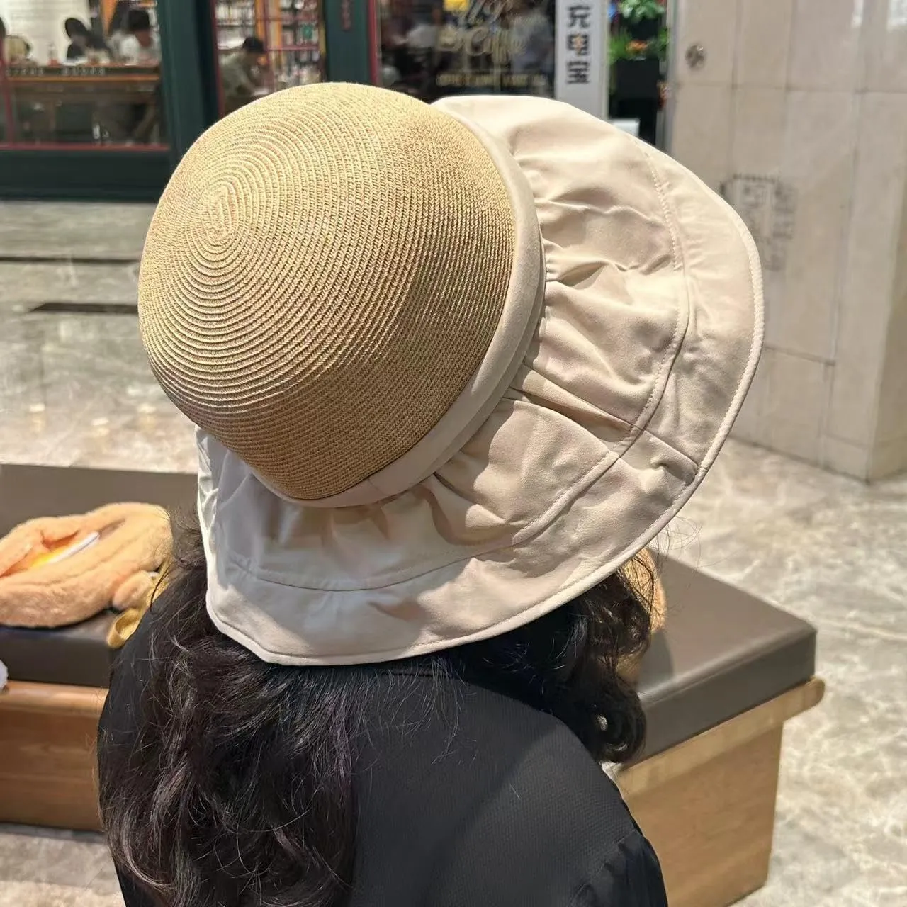 S-H1 Sun Visor Hat Straw Hat Wide Brim Beach Hat UV Protection Summer Hat for Women 2IN1 Shoulder Bag
