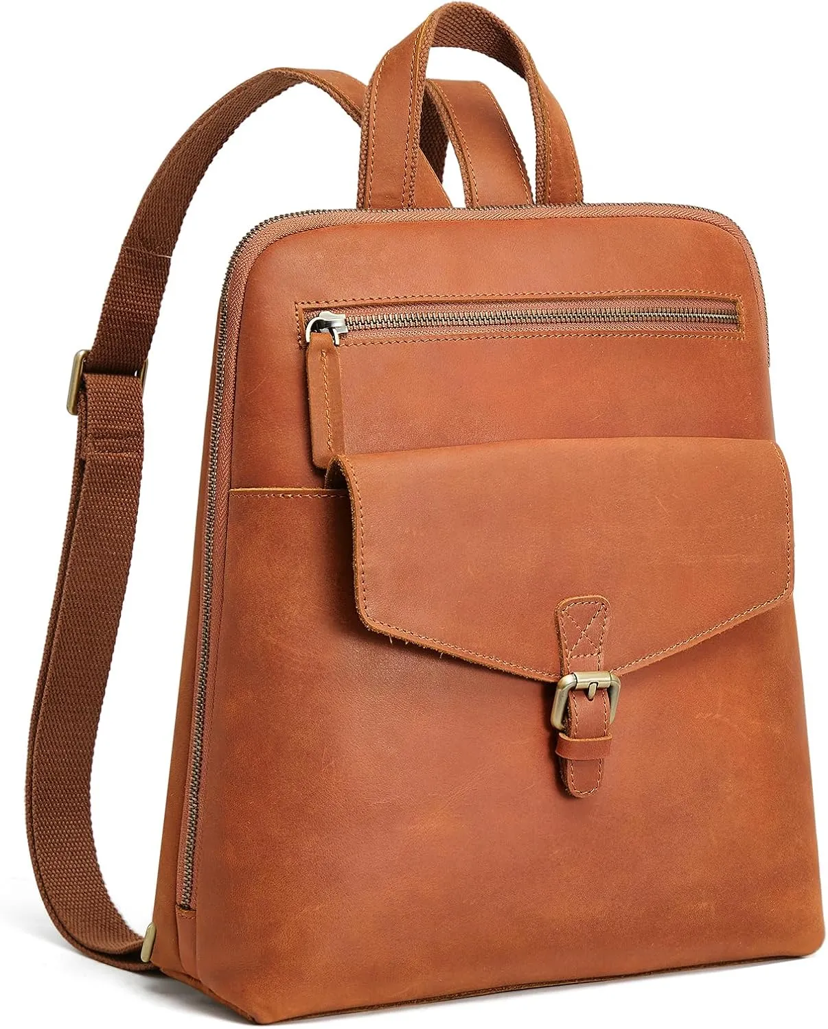 S-ZONE Small Leather Backpack Purse for Women Vintage Casual Daypacks Travel Rucksack Handbag