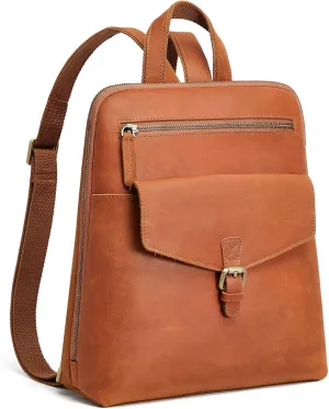 S-ZONE Small Leather Backpack Purse for Women Vintage Casual Daypacks Travel Rucksack Handbag