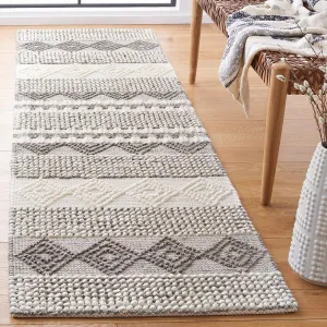 SAFAVIEH Natura Collection Runner Rug - 2'3" x 12', Grey & Ivory, Handmade Moroccan Boho Tribal Wool & Cotton, Ideal for High Traffic Areas in Living Room, Bedroom (NAT102A)