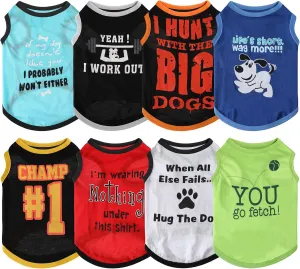 Saintrygo 8 Pieces Dog Shirts Pet Printed Clothes with Funny Letters Summer Pet T Shirts Cool Puppy Breathable Dog Outfit Soft Sweatshirt Cats(Cute Pattern,Large)