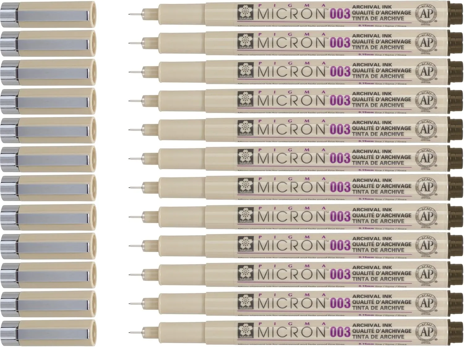 SAKURA Pigma Micron Fineliner Pens - Archival Sepia Ink Artist Pens for Drawing - 003 Point Size (Box of 12)