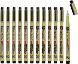 SAKURA Pigma Micron Fineliner Pens - Archival Sepia Ink Artist Pens for Drawing - 005 Point Size (Box of 12)
