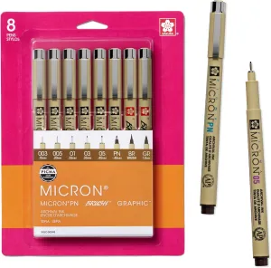 SAKURA Pigma Micron Fineliner Pens - Archival Sepia Ink Pens - Pens for Writing, Drawing, or Journaling - Assorted Point Sizes - 8 Pack