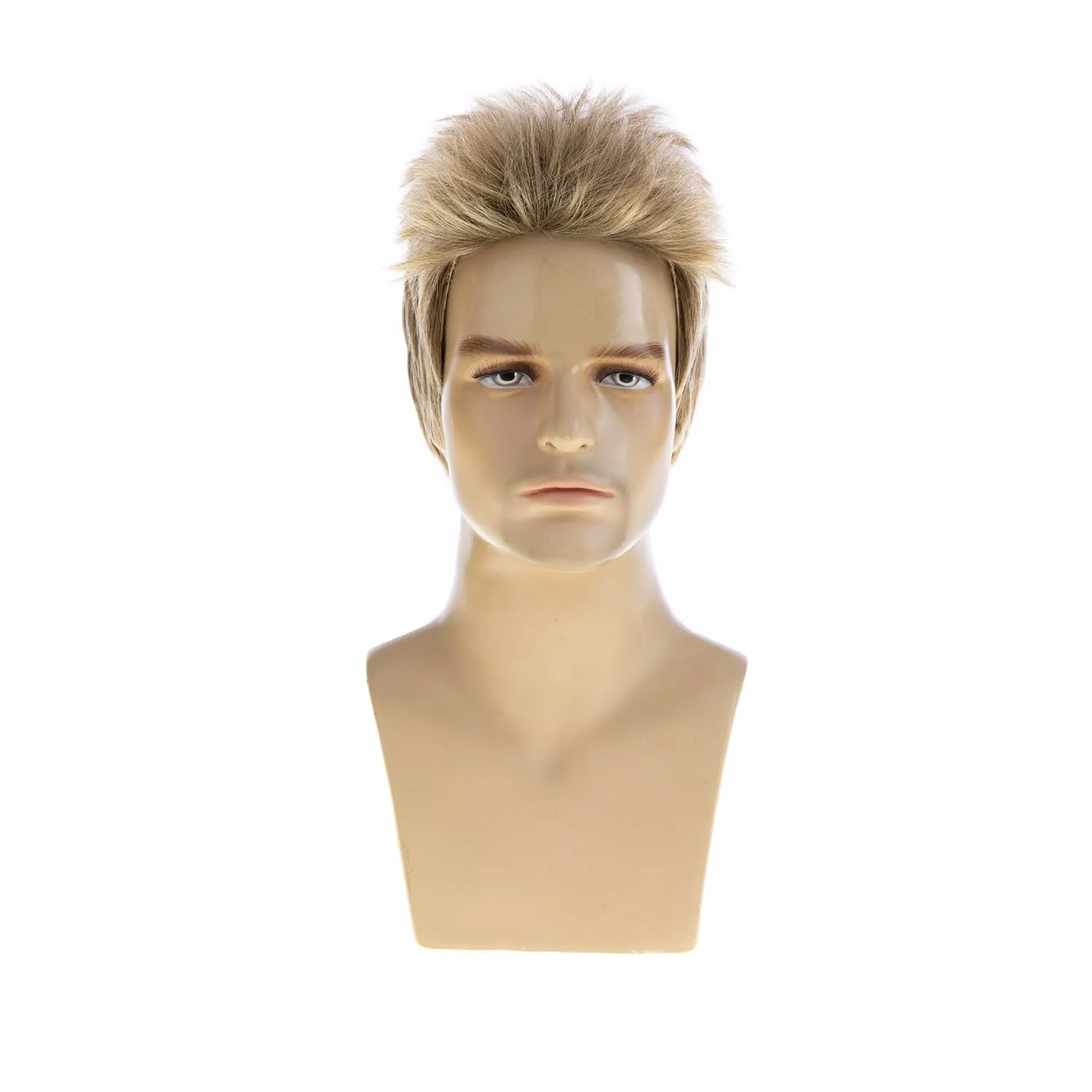 Sallcks Mens Short Blonde Wig Natural Layered Costume Halloween Wig Synthetic Heat Resistant Hair Replacement Wigs for Male Guys