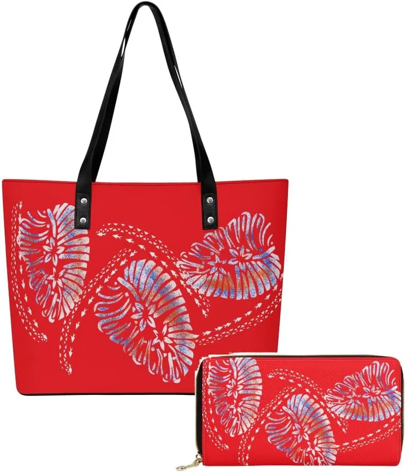 Samoa Tribal Design Women'S Handbag Large Capacity Shoulder Bag Polynesian 2-Piece Women'S Bag The Same Purse