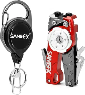 SAMSFX Fishing Tungsten Line Cutter with Zinger Retractors, Fishing Pliers Cutters, Knot Tying Tool, Hook Eye Cleaner, Hook Sharpener
