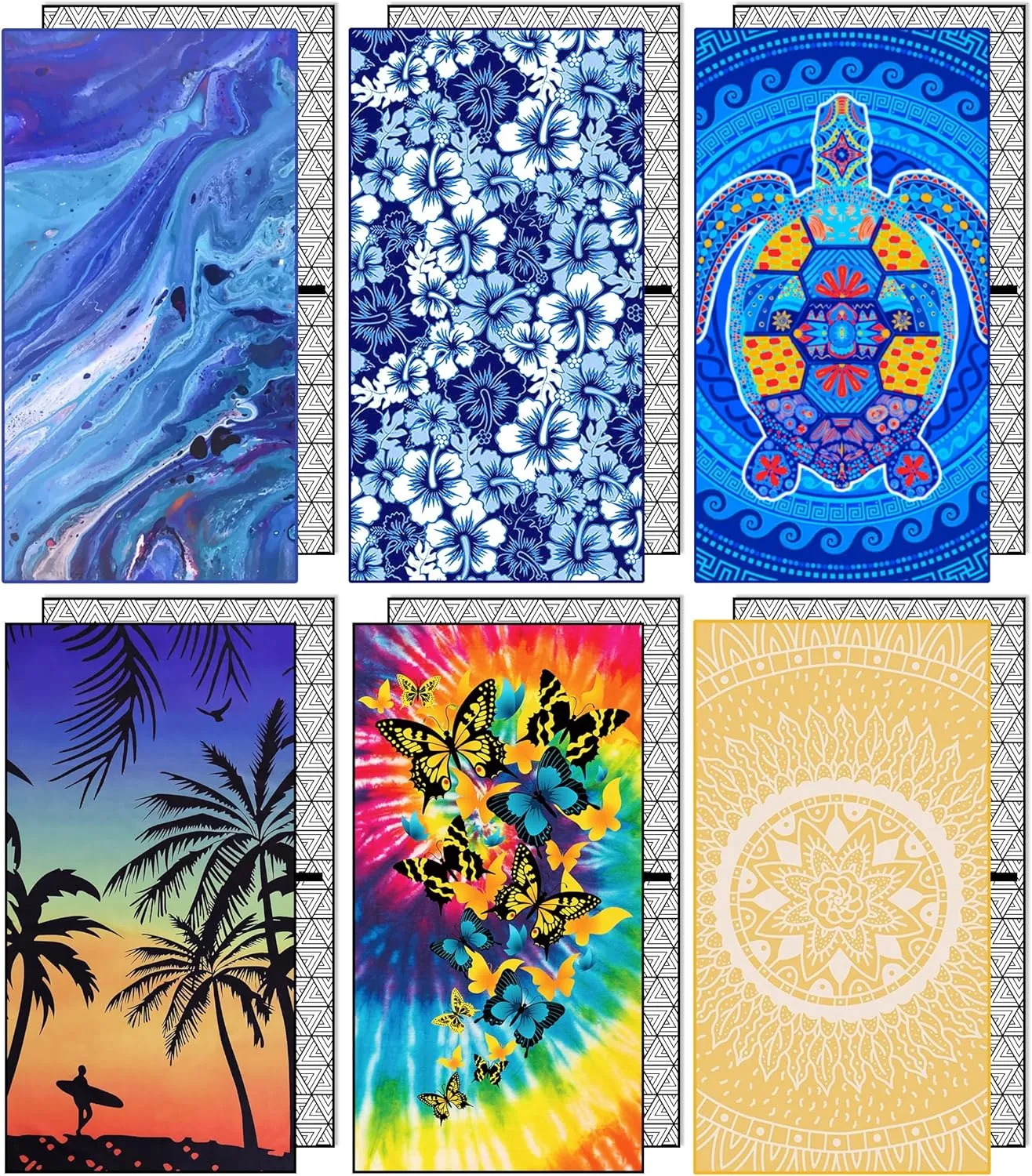 Sand Free Microfiber Beach Towel – Bohemia Flower Quick Dry Lightweight Oversized Towel Accessories Travel Must Have Swim Pool Yoga Camping Packable Sandproof Resistant Item Gift