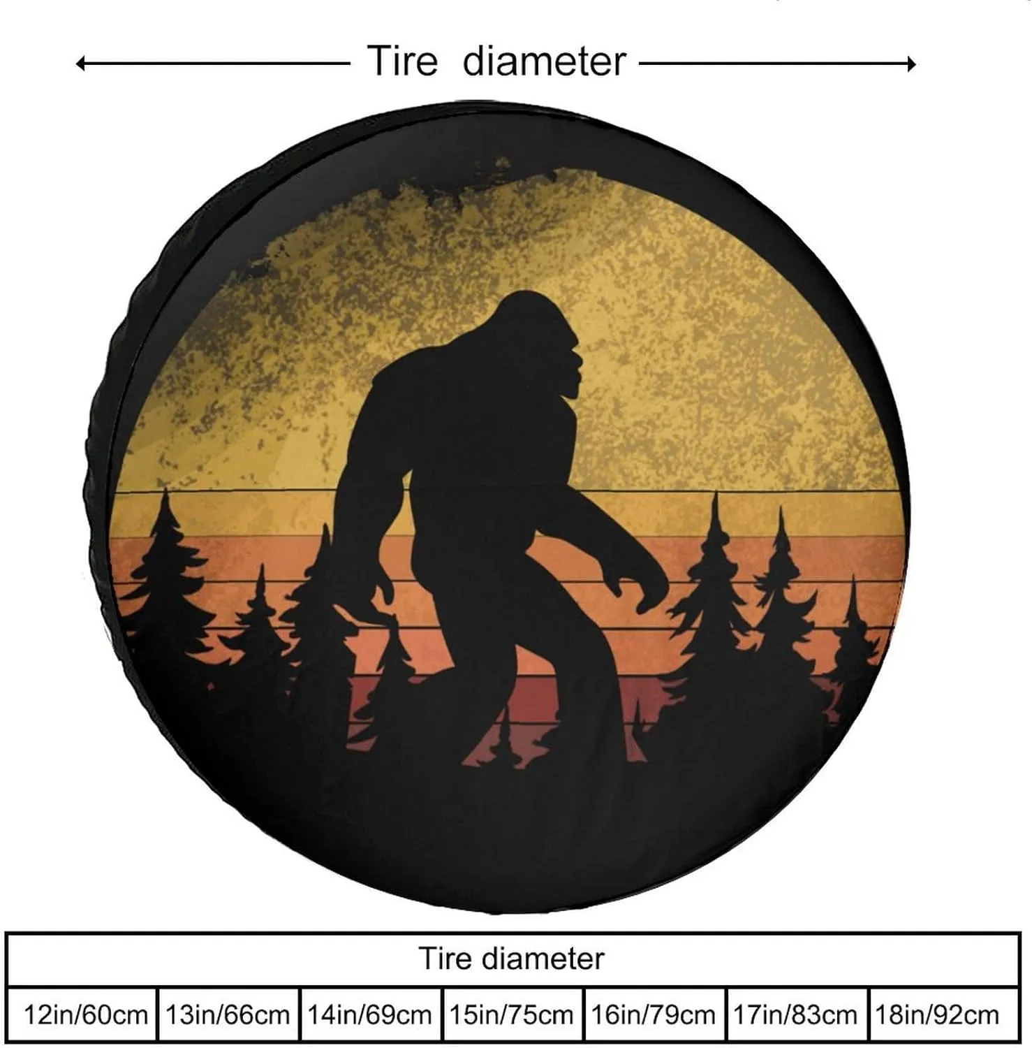 Sasquatch Bigfoot Trees Forest 1 Tire Covers,Dust-Proof Weatherproof Wheel Covers Wheel Tire Protectors Universal Fit for Trailer Rv SUV Truck Travel 17inch