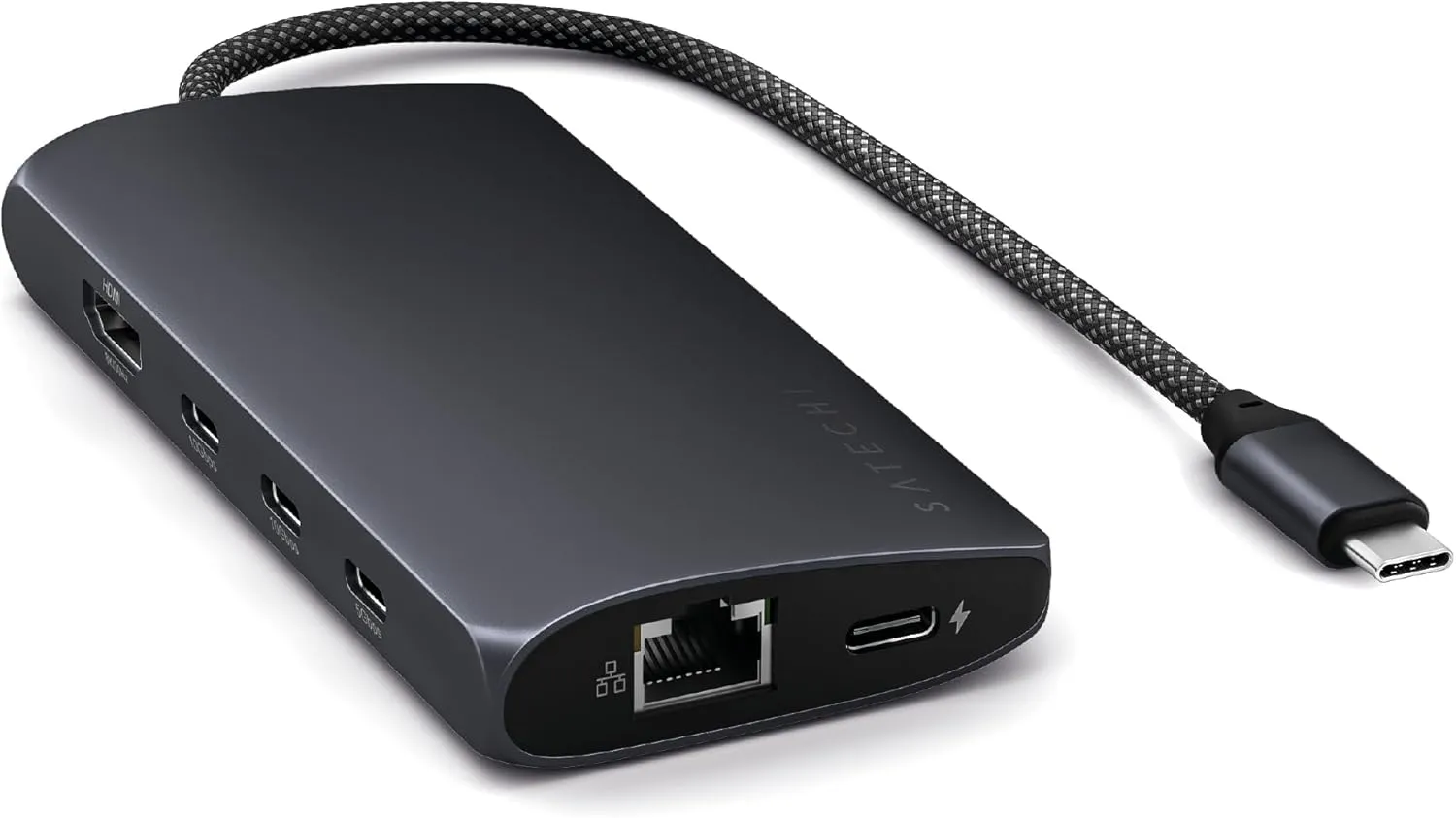 Satechi USB C Hub Multiport Adapter V3, 8 in 1 with 8K HDMI, 85W USB C PD Charging, 4X USB Data Ports, Ethernet, SD Card Reader, for MacBook, Windows - Midnight