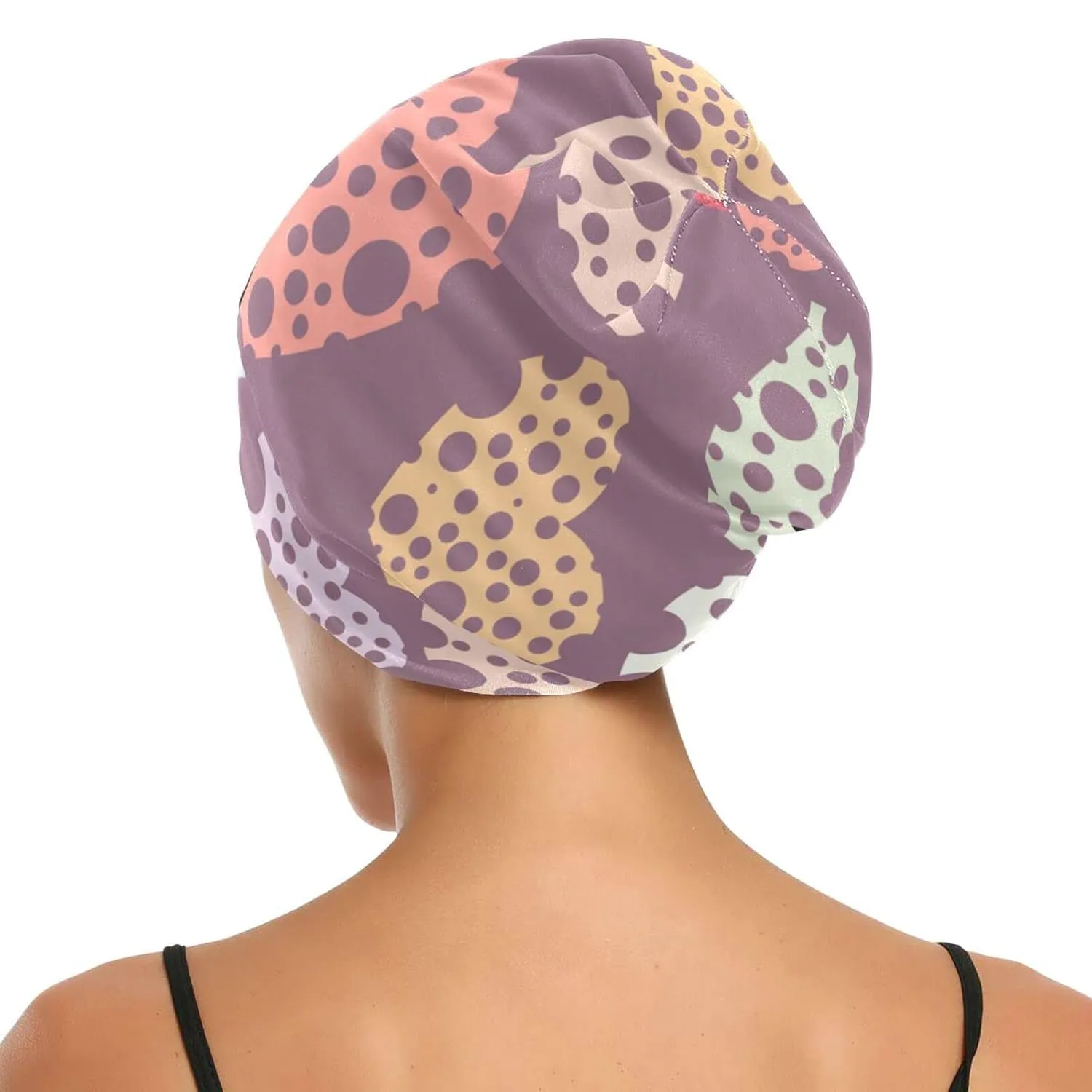 Satin Bonnet Lined Sleep Cap Hair Wrap Cover Slouchy Beanie for Curly Hair Protection for Gifts for Men Women Thistle Heart