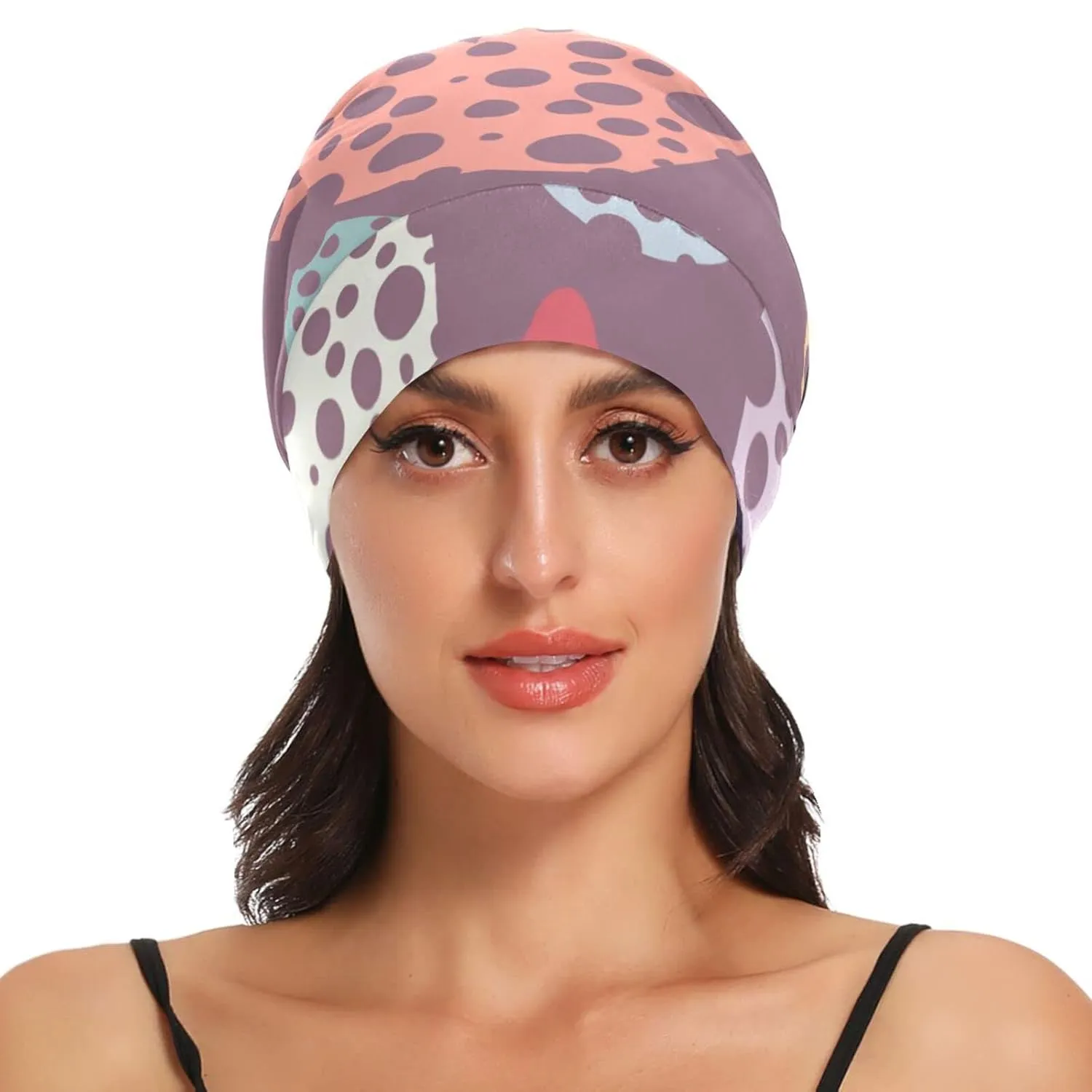 Satin Bonnet Lined Sleep Cap Hair Wrap Cover Slouchy Beanie for Curly Hair Protection for Gifts for Men Women Thistle Heart