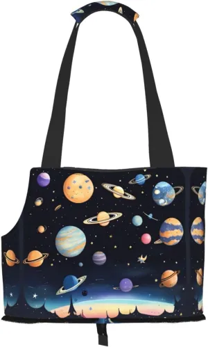 Saturn Jupiter Earth Printed Pet Shoulder Bag, Specially Designed for Small Dogs and Cats, Multifunctional Shoulder and Handbag