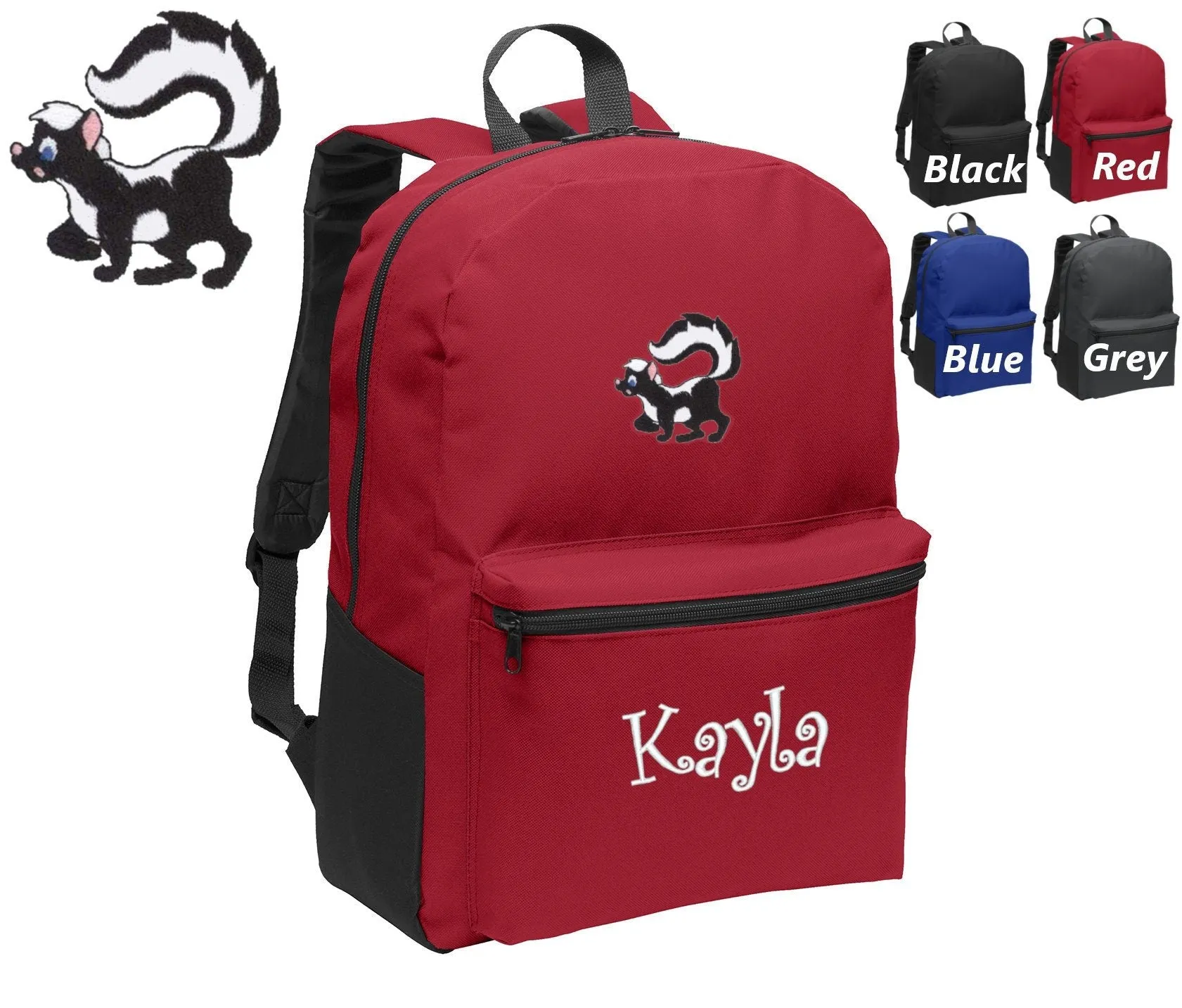 School Your Embroidered Monogrammed Kids Kids Perfect Skunk with Gift Backpack of Choice Name Shockproof Personalized Trustworthy service