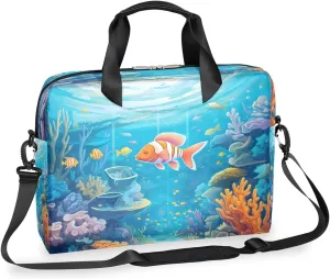 Sea World Carol Fish Laptop Bag Carrying Case 15.6 Inch Laptop Briefcase Messenger Shoulder Bag for Tablet Computer Bag for Travle Business Men Women