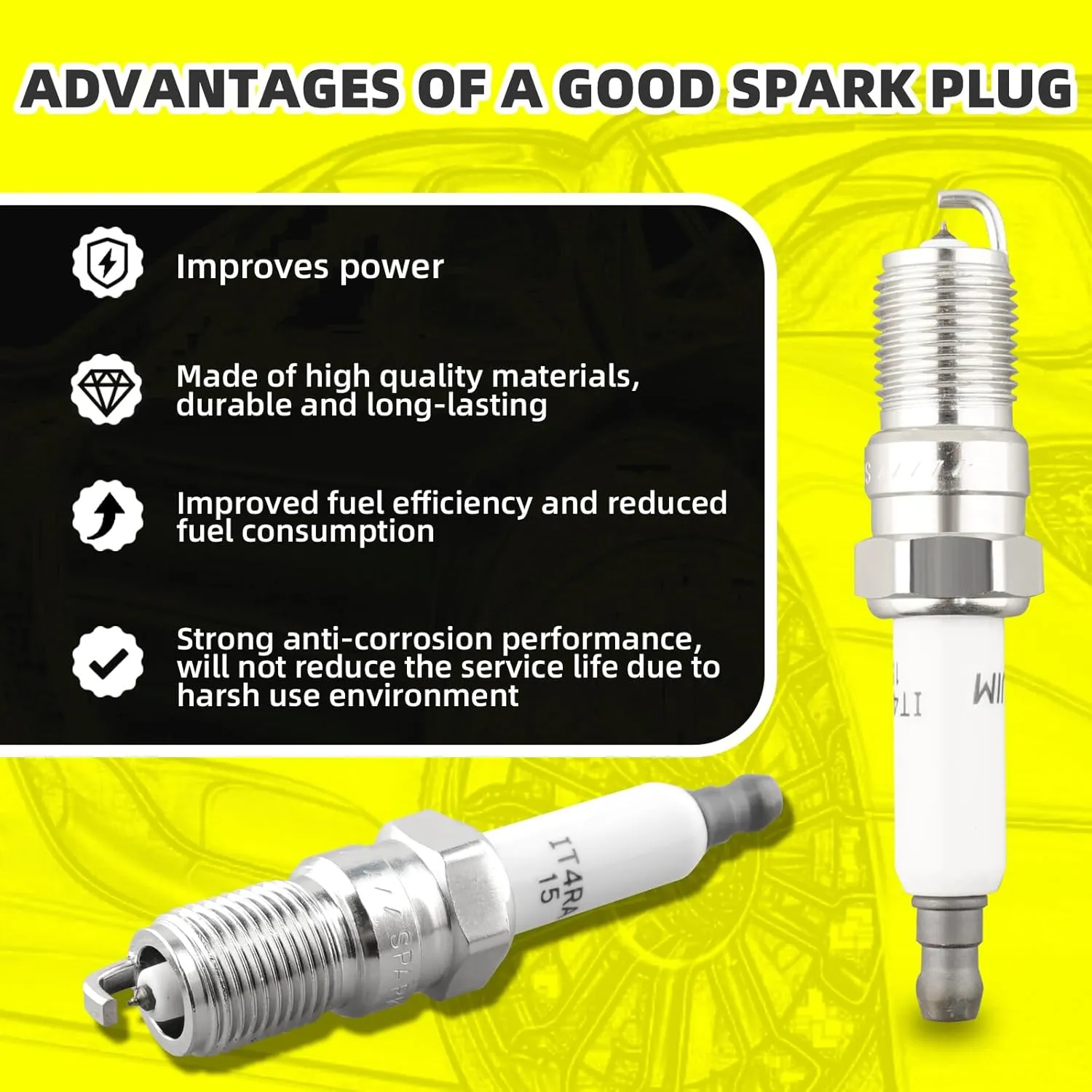 Set of 1 Ignition Coils Pack UF434 19432144 & 6 PCS Iridium Spark Plugs with Wire Set Compatible with Chevrolet Impala Malibu Monte Carlo Pontiac G6 Montana Buick Lucerne Terraza Saturn Vue