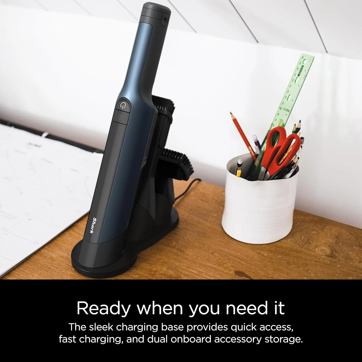 Shark WV410BL WANDVAC Cordless Hand Vacuum, Ultra-Lightweight & Portable with Powerful Suction & Tools for Pets, Designed for Car & Home, Dark Blue