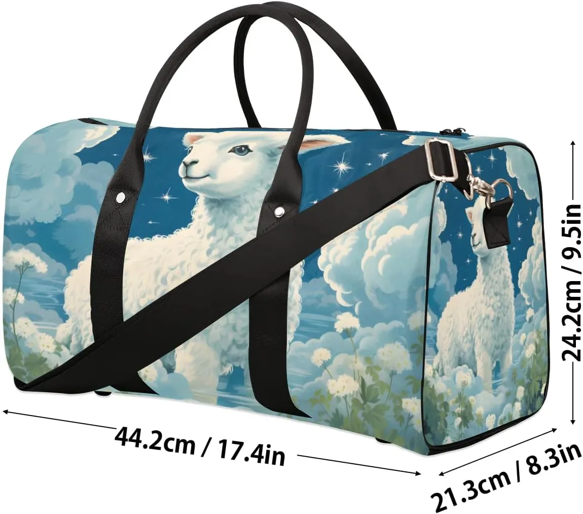 Sheep Print Travel Duffel Bag for Women Men Waterproof Foldable Overnight Weekender Bag Large Capacity Sports Gym Bag