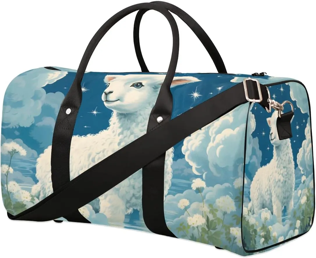 Sheep Print Travel Duffel Bag for Women Men Waterproof Foldable Overnight Weekender Bag Large Capacity Sports Gym Bag