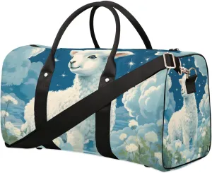 Sheep Print Travel Duffel Bag for Women Men Waterproof Foldable Overnight Weekender Bag Large Capacity Sports Gym Bag