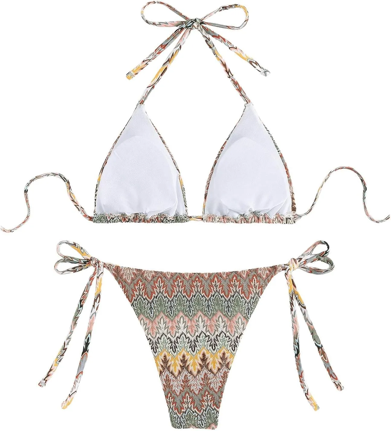 SHENHE Women's 2 Piece Swimsuit Floral Print Halter Tie Side Triangle Bikini Set
