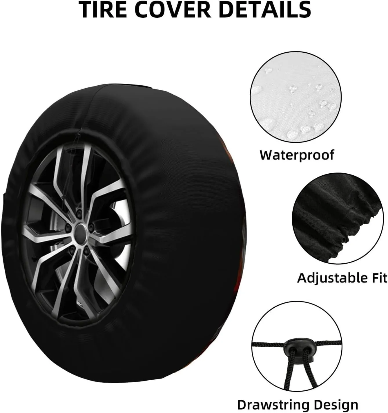 Shine Rooster Tire Cover Outdoor Waterproof Snow Sun Rain Wheel Cover Portable Wheel Bags Camper Spare Tire Cover Universal Car Tire Protectors for Trailer RV SUV