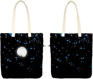 Show Head Pet Canvas Shoulder Bag, Butterfly on Black Background Pet Out Bag, Outcrop, Pet Out Shoulder Bag.