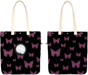 Show Head Pet Canvas Shoulder Bag, Butterfly on Black Background Pet Out Bag, Outcrop, Pet Out Shoulder Bag.