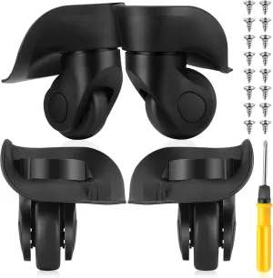 Silkfly 4 Pcs Luggage Wheels Replacement Travel Suitcase Caster Repair Kits with Screw Replacement Left and Right Wheels Mute Bearing Swivel for Luggage
