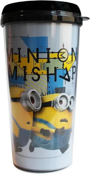 Silver Buffalo Universal Despicable Me Minion Mishap Plastic Travel Mug, 16-Ounces