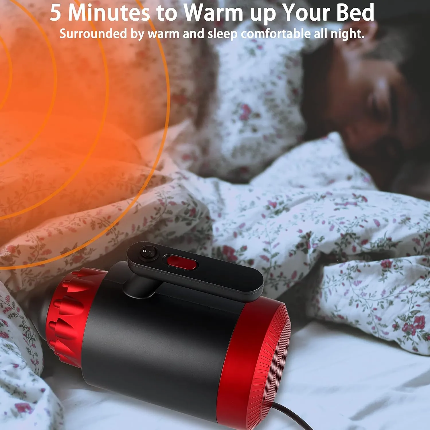 Simple Deluxe Portable Space Heater, Indoor Bed Heater Blanket Heater, 3 Second Fast Heating 1200W, Heater for Bed, Portable Quilt Heating Blower