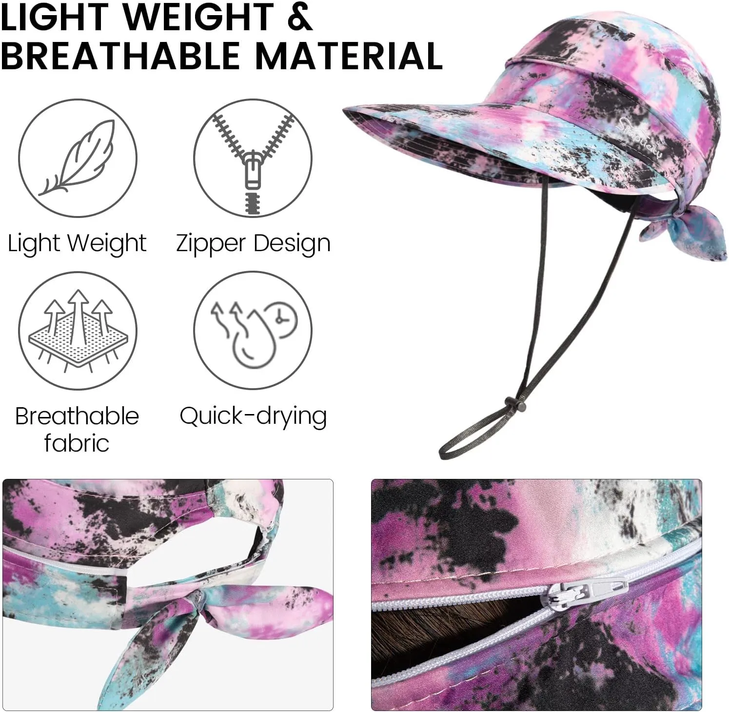 Simplicity Hats for Women UPF 50  UV Sun Protective Convertible Beach Visor Hat