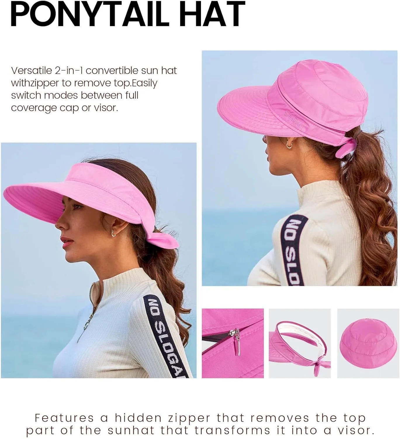 Simplicity Hats for Women UPF 50  UV Sun Protective Convertible Beach Visor Hat
