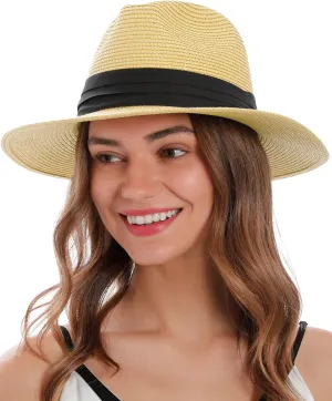 Simplicity Mens Women's Wide Brim Straw Panama Sun Hat