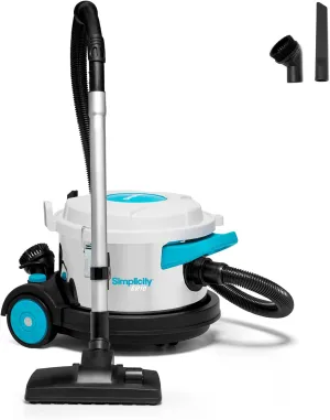 Simplicity Vacuums Brio Dry Canister Vacuum, Indoor Heavy Duty Vacuum Cleaner with Stainless Steel, Portable Floor Vacuum for Hardwood and Tile, Rugs and More