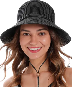 Simplicity Women's UPF 50  Wide Brim Braided Straw Sun Hat with Lanyard