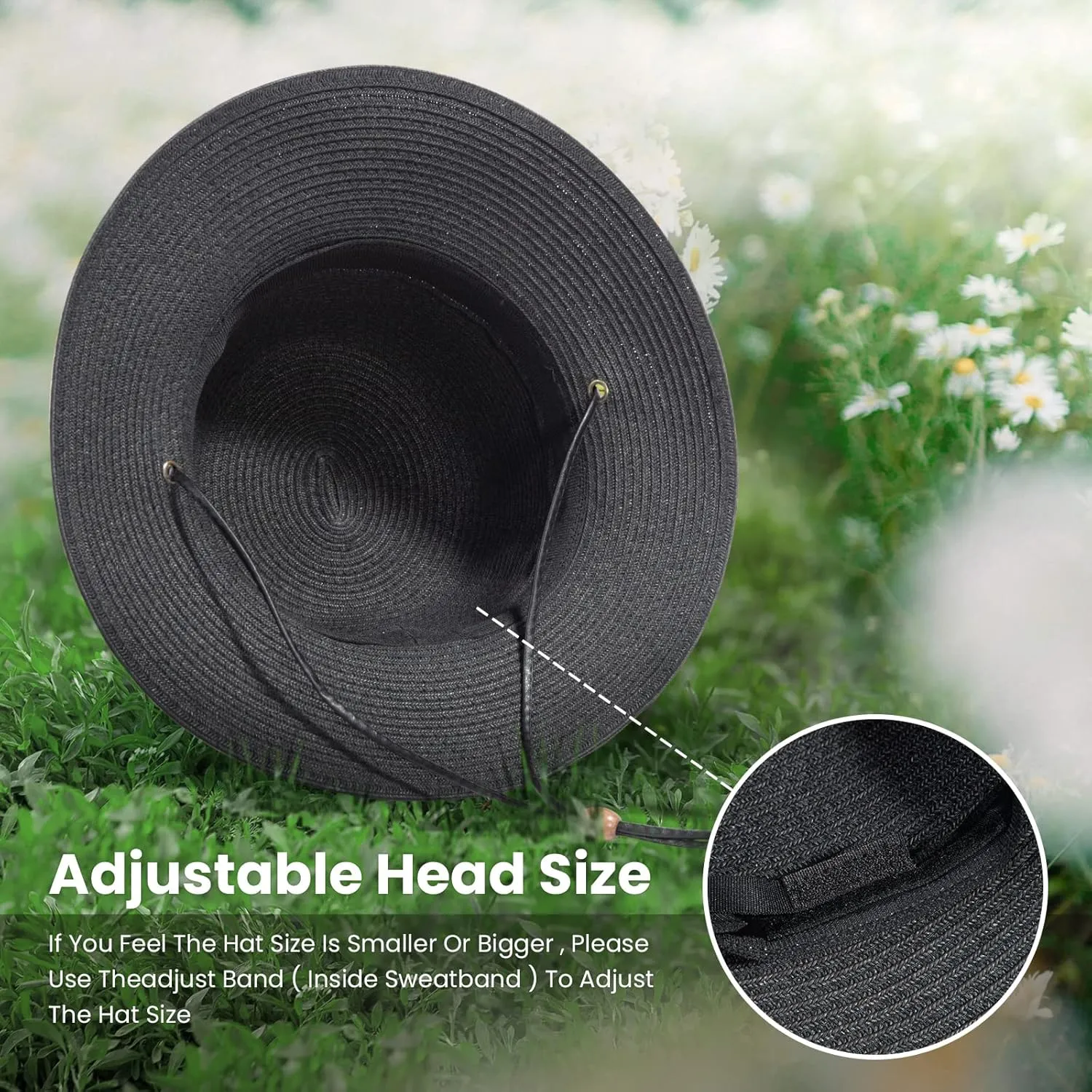 Simplicity Women's UPF 50  Wide Brim Braided Straw Sun Hat with Lanyard
