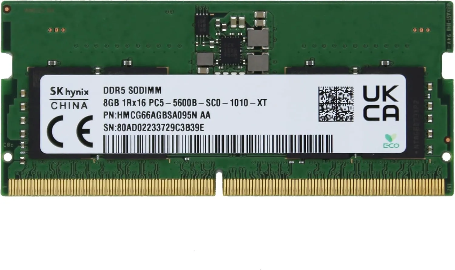 SK Hyn(Hynix) Original 8GB (1x8GB) DDR5 5600MHz PC5-44800 SODIMM Unbuffered Non-ECC 1Rx16 CL46 1.1v HMCG66AGBSA095N Notebook Laptop RAM Memory Module Upgrade Adamanta