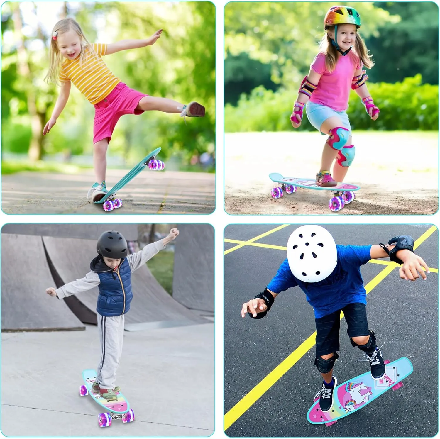 Skateboards, 22" Complete Skateboard, Mini Cruiser Skateboard for Kids Boys Girls Teens Beginners with Colorful Flashing Wheels Skate Tool, Kids Children's Day Gift