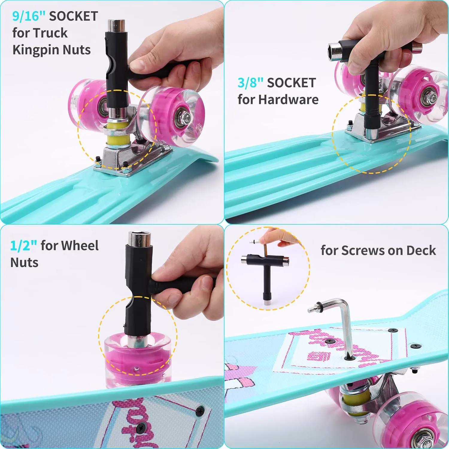 Skateboards, 22" Complete Skateboard, Mini Cruiser Skateboard for Kids Boys Girls Teens Beginners with Colorful Flashing Wheels Skate Tool, Kids Children's Day Gift